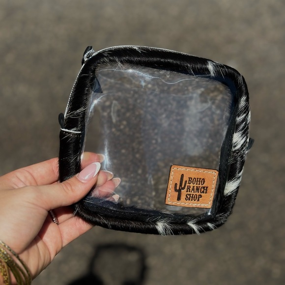 Cowhide Cosmetic Clear Case Bag - Picture 1 of 2